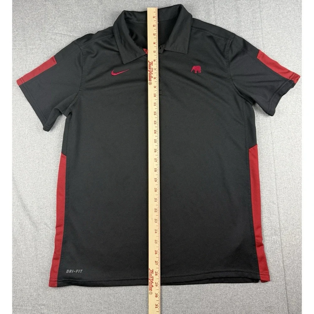 Nike Dri-FIT Alabama Elephant Polo Shirt Black Red Colorblock Men's M Golf